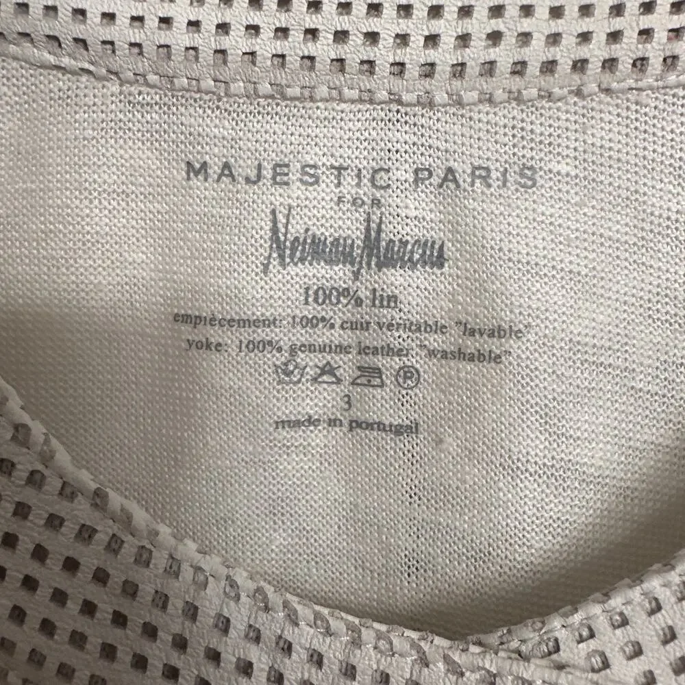Majestic Paris for Neiman Marcus Perforated Washable‎ Leather Linen Jacket M
